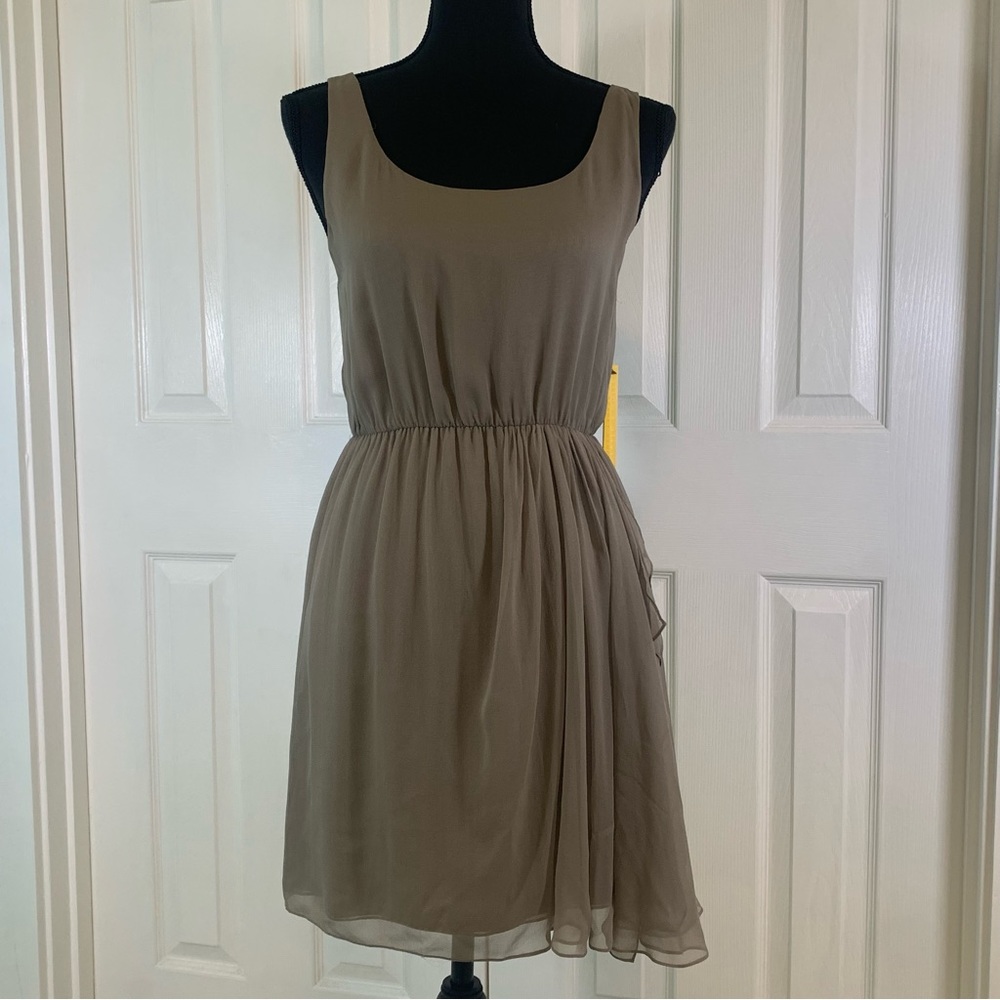 Alice+Olivia Silk Chiffon Mini Dress Size Small In Taupe NWT Fairycore Ethereal